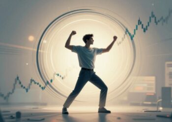 Trader navigating market fluctuations with energetic lines.