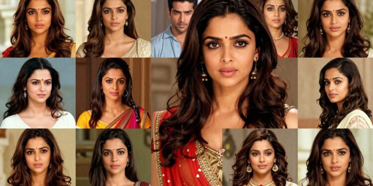 Collage of [Deepika Padukone] in movie scenes.
