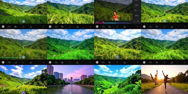 Collage of video clips and editing app interfaces | JustPicked Collage of video clips and editing app interfaces.