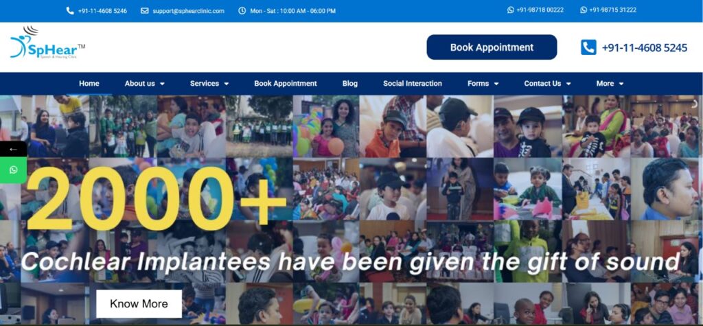 Sphear Speech Hearing Clinics Website | JustPicked