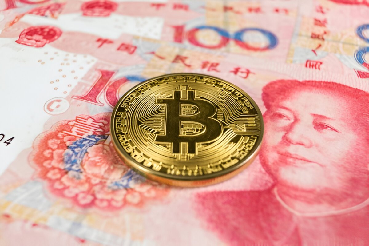 crypto currency concept-bitcoin chinece rmb