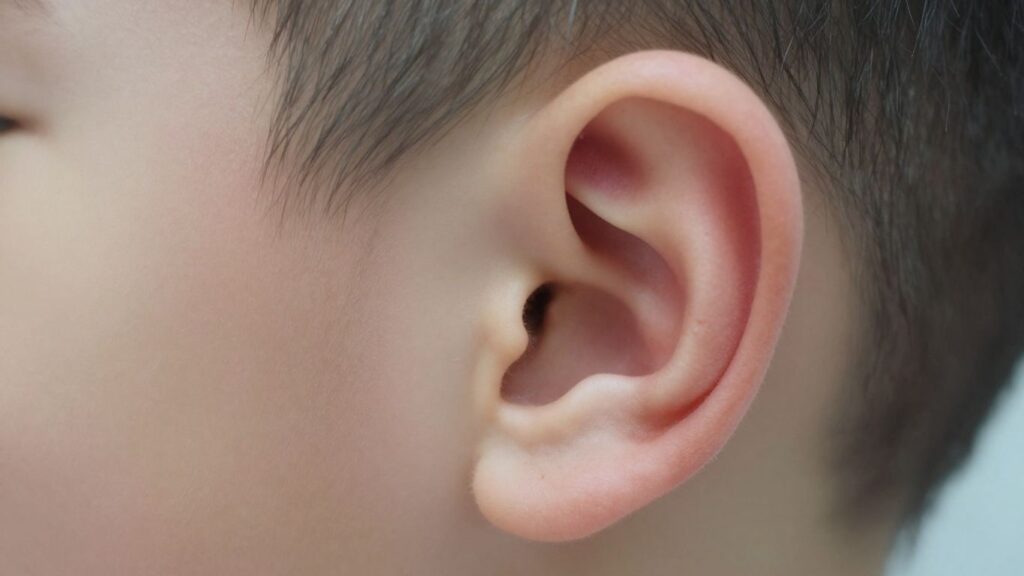 image | JustPicked Child's ear with mild redness and inflammation.