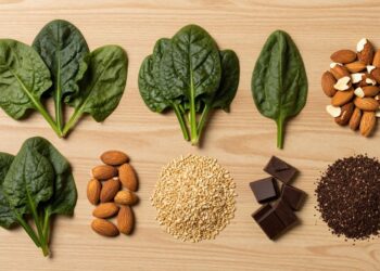 Assortment of magnesium-rich foods on a table.