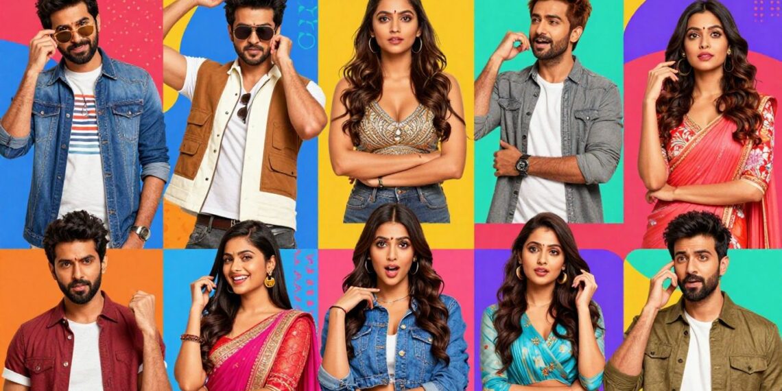 Collage of Indian web series characters