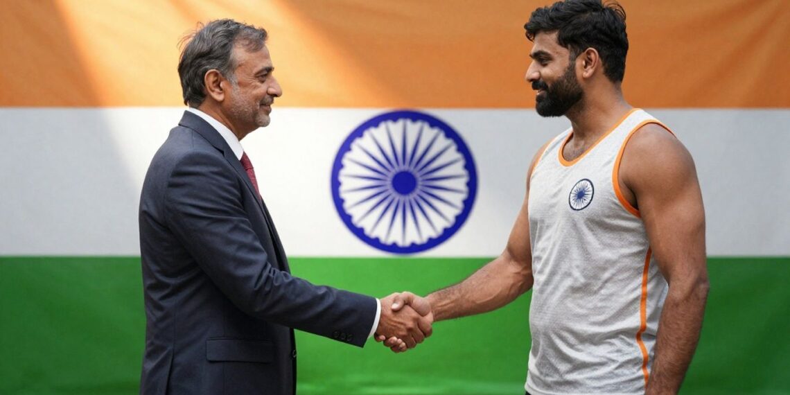 Handshake symbolizing agreement on sports governance.