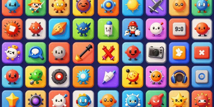 Poki Games Colorful characters and icons from various online games.