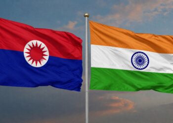 Taiwanese and Indian flags.
